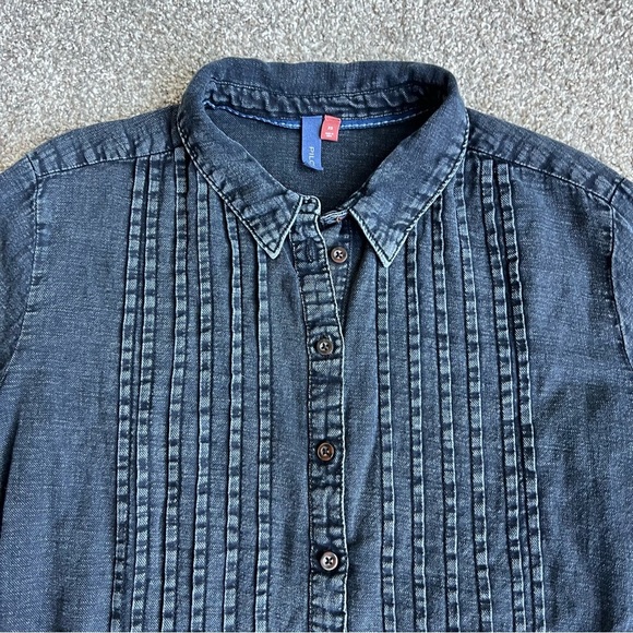 Pilcro by Anthropologie Black Button Up Twisted Tux Shirt, Size XS - Picture 5 of 12